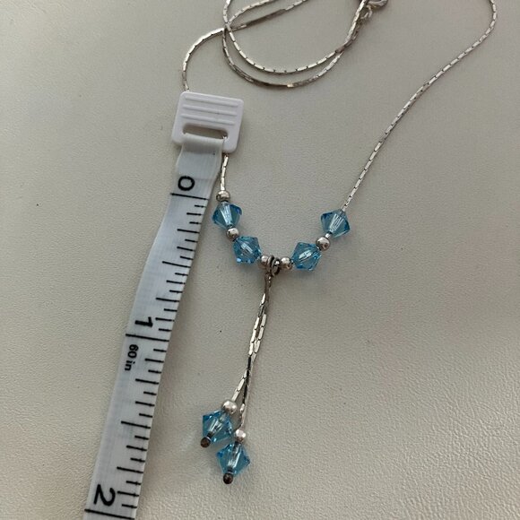 Blue Topaz Y Necklace 15.5” 925 Sterling Silver - Picture 4 of 6